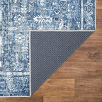 Bloom Rugs Washable Non-Slip 12 ft Runner - Blue Traditional Runner for Entryway, Hallway, Bathroom, and Kitchen - Exact Size: 2.5' x 12'