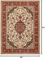 Well Woven Barclay Collection Medallion Kashan Ivory 5x7 Area Rug - for Living Room, Bedroom, and Dining Room