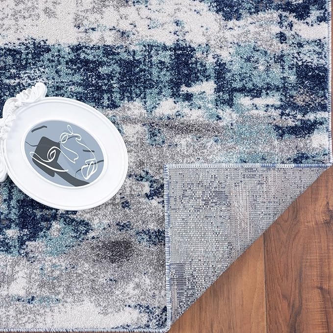LUXE WEAVERS Euston Collection D.Blue-L.Blue 5x7 Modern Abstract Area Rug