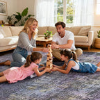 Kokia Abstract Area Rugs Washable Indoor 6x9 Rug Boho Distressed Retro Low Pile Non-Slip Non-Shedding Black Gray Carpet Bedroom Living Room Dining Room, Oslo Nebula
