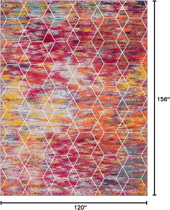 Unique Loom Trellis Frieze Collection Area Rug - Geometric (10' x 13', Multi/ Ivory)