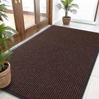 OLANLY Front Door Mat Indoor Outdoor Entrance, Waterproof Heavy Duty Doormat, Fade Resistant, Low Profile, Easy Clean Patio Porch Welcome Floor Mats for Entry, 59x30, Brown