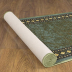 Antep Rugs Alfombras Modern Bordered 2x7 Non-Skid (Non-Slip) Low Profile Pile Rubber Backing Indoor Area Runner Rugs (Green, 2' x 7')