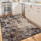 Area Rug 4x6 Brown Rug Washable Boho Rugs Non Slip Low Pile Abstract Coffee Small Carpet for Entryway, Bedroom, Kitchen, Classroom, Kids Room, Office, Dorm, Dining Room