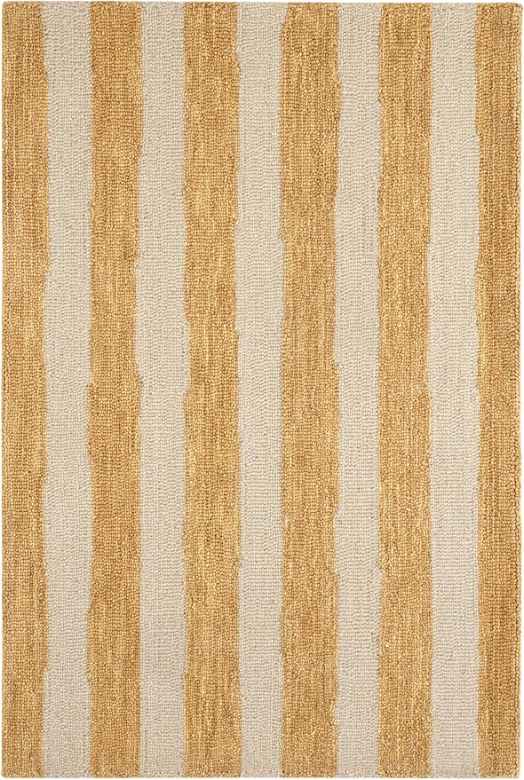 Dash & Albert Silas Stripe Gold Hand Micro Hooked Wool Rug, 2 X 3 Feet, Yellow/Orange Stripe Pattern - Premium Luxury Hotel Quality Soft Breathable Hypoallergenic Machine Washable Easy Care All