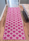 Modern Rug Calipso Pink 2' x 7'3'' Runner Lattice Trellis Accent Area Rug Entryway Bright Kids Room Kitchn Bedroom Carpet Bathroom Soft Durable Area Rug