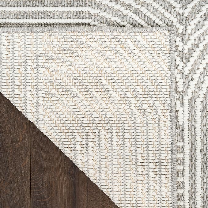 Nourison Home Textured Home Grey Ivory 7'10" x 9'10" Area Rug - Easy Clean, Non Shedding, Bed Room, Living Room, Dining Room, Kitchen (8' x 10')