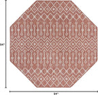 Unique Loom Outdoor Trellis Collection Area Rug - Tribal Trellis (7' 10" Octagon, Rust Red/ Ivory)