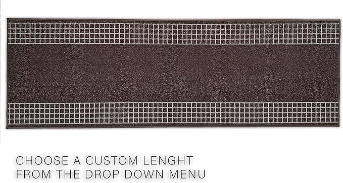 Custom Made Runner Rug for Kitchen Foyer Hallway Entry Choose Your Length 31 Inch Wide Geometric Checkered Design Brown Color (31 feet x 31 Inch)