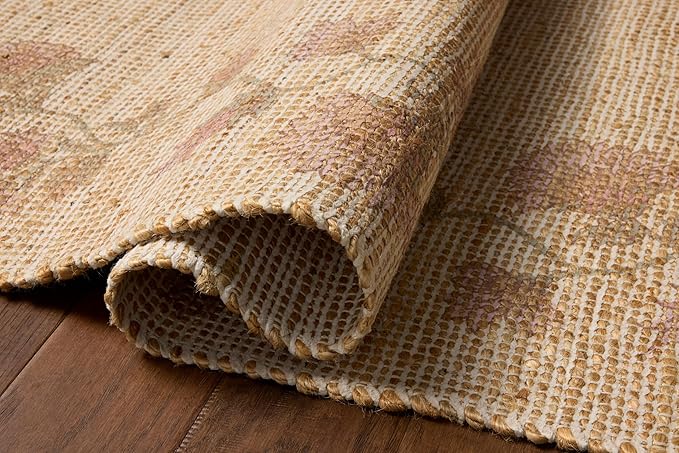 Loloi Chris Loves Julia Rue Collection RUE-05 Natural/Multi 5'-0" x 7'-6" Area Rug Jute Neutral Floral Living Room Bedroom Rug