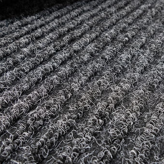 English Home Custom Size Non Slip Striped Design Durable Anti Slip Back Tough Pile Runner Rug for Hallway, Outdoor, Indoor, Commercial, Residential, Pool, Office (Dark Gray, 26" x 13')
