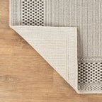 CAMILSON Easy Jute Rug 5x7, Indoor Outdoor Off-White Color Fiber Area Rugs for Living Room Patio and Kitchen Rug Bordered Boho Woven Design, Easy-Cleaning, Washable Outside Carpet (5 x 7)