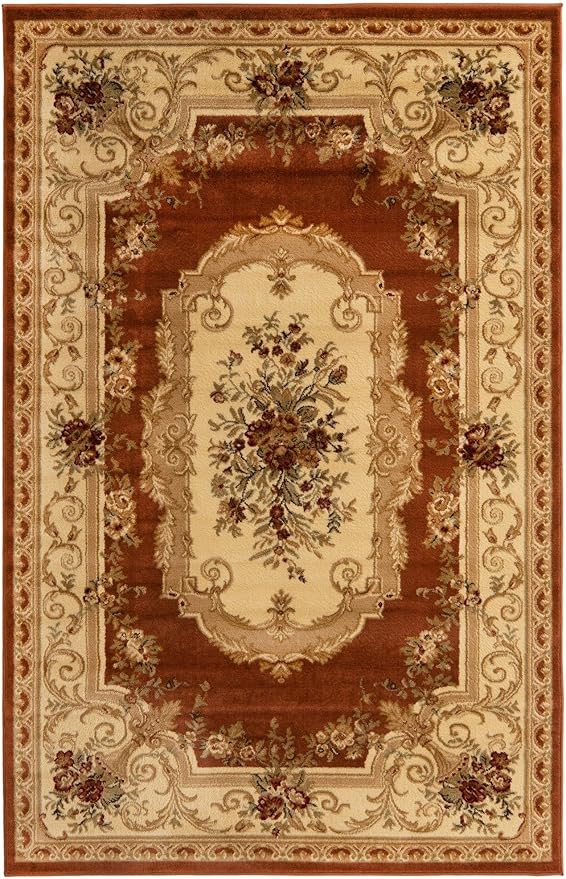 Rugs.com Chateau Collection Rug – 5' x 8' Brick Red Medium Rug Perfect for Bedrooms, Dining Rooms, Living Rooms