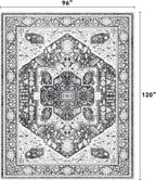 EnHomee 8x10 Washable Area Rugs for Bedroom, Boho Vintage Rugs, Foldable Area Rug for Dining Room, Non-Slip Soft Living Room Rug, Low Pile Large Carpet for Bathroom, Grey