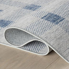 Dash & Albert Valen Plaid Blue Machine Washable Rug, 2 X 3 Feet, Blue/White Plaid Pattern