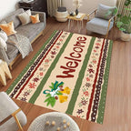 Vintage Christmas Area Rugs 5x7ft Merry Christmas Snowflakes Floral Winter Holiday Decorative Floor Mats Xmas Decorative Rugs for Living Room Bedroom Doormats Welcome Mats Non-Slip and Durable
