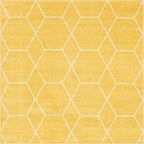 Unique Loom Trellis Frieze Collection Area Rug - Geometric (7' Square, Yellow/ Ivory)