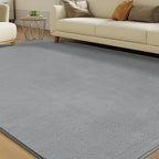 Solid Washable Area Rug - 3x5 Medium Pile Faux Cashmere Carpet for Living Room Bedroom, Grey