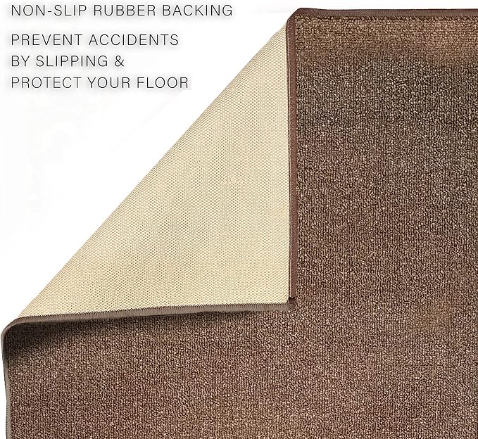 Custom Made Runner Rug Low Pile with Rubber Backing for Kitchen Foyer Hallway Entry Choose Your Length Size 31 Inch Wide Solid and Plain Brown Color (10 feet x 31 Inch)