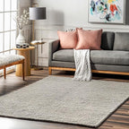 Nuloom Penelope Light Grey/Ivory, 9'6" x 13'6", Hand-Braided, Wool & Cotton, Soft and Textured, High Traffic, Stain Resistant, Easy Clean, Durable Area Rug for Bedroom, Living Room, Dining, Entryway