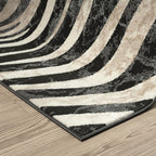 Abani Terra Area Rug for Living Room, Bedroom - Zebra Pattern - Black Cream- 6' x 9' - Durable & Easy to Clean