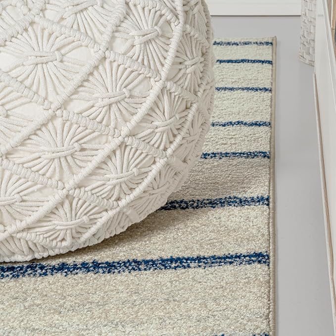 JONATHAN Y Williamsburg Minimalist Stripe Cream/Navy Indoor Area Rug, 3x5, Contemporary, Modern, Easy-Cleaning for Living Room, Bedroom, Kitchen, Pet Friendly, Non-Shedding (MOH201E-3)