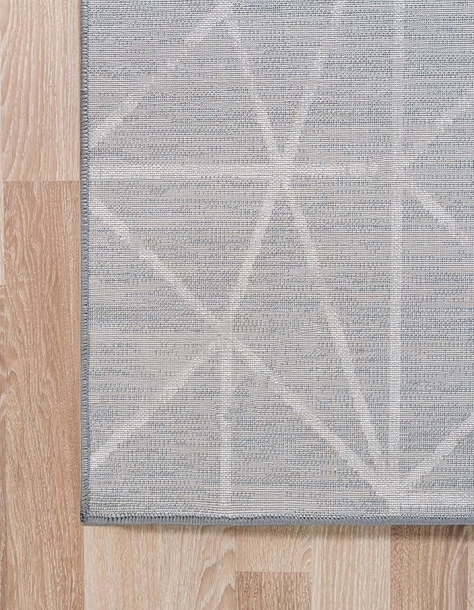 Rugs.com Lattice Trellis Collection Rug – 6 Ft Runner Gray Low-Pile Rug Perfect for Hallways, Entryways