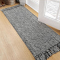 Collive Hallway Runner Rug, 2' x 5' Soft Washable Kitchen Runner Rug, Black Contemporary Modern Laundry Room Rugs Indoor Hand-Woven Cotton Carpet for Bedroom Entryway Front Door Farmhouse