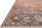 Loloi Layla Collection LAY-02 Spice/Marine 7'-6" x 9'-6" .13" Thick Area Rug, Soft, Durable, Vintage Inspired, Distressed, Low Pile, Non-Shedding, Easy Clean, Printed, Living Room Rug