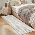 MUJOO Washable Runner Rug 2x6,Modern Abstract Area Rugs for Hallways Kitchen Bedroom Entryway Bathroom Laundry,Non Slip Carpet Long Mat Indoor,Low Pile Throw Rug Accent Neutral Beige and Grey