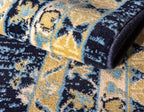 Unique Loom Taftan Collection Border Geometric Tribal Inspired Design Area Rug (8' 0 x 8' 0 Square, Navy Blue/ Gold)