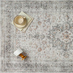 5x7 Washable Vintage Area Rug for Living Room Bedroom Soft Tranditional Non Slip Large Throw Rug Lightweight Floral Low Pile Distressed Carpet Laundry Dining Room Kitchen Office