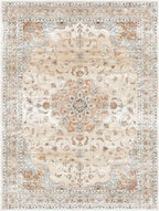 HUGEAR Machine Washable Area Rugs 8x10 Vintage Orange Large Living Room Bedroom Rug Neutral Style Non Slip Stain Resistant Low Pile Throw Carpet for Home Retro Aesthetic Modern Decor