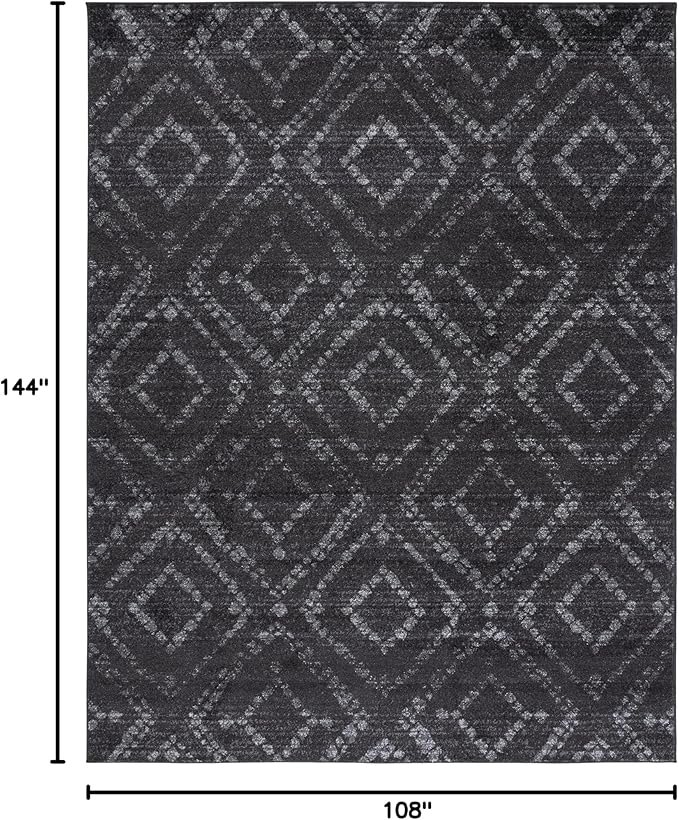 SAFAVIEH Adirondack Collection Area Rug - 9' x 12', Dark Grey & Grey, Modern Diamond Distressed Design, Non-Shedding & Easy Care, Ideal for High Traffic Areas in Living Room, Bedroom (ADR131F)