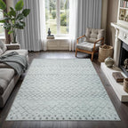GLN Rugs Contemporary Collection - Machine Washable Area Rug, Contemporary Washable, Non Slip, Low Pile Chenille Rug, Living Room, Bedroom, Kitchen Rug (6' x 9' Gray 0166)
