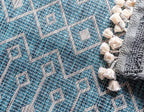 Unique Loom Outdoor Trellis Collection Area Rug - Tribal Trellis (2' x 6' 1" Runner, Teal/ Ivory)