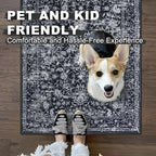 KILOCOCO Washable Runner 2x5 Rug Runner Printed Vintage Floral Kitchen Runners Non-Slip Rubber Backed Runners for Hallways Distressed Thin Soft Rugs for Entryway Laundry Room, Black/Navy/White