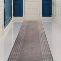 Custom Made Runner Rug for Kitchen Foyer Hallway Entry Choose Your Length 26 Inch Wide Geometric Checkered Design Grey Color (7 feet x 26 inch)
