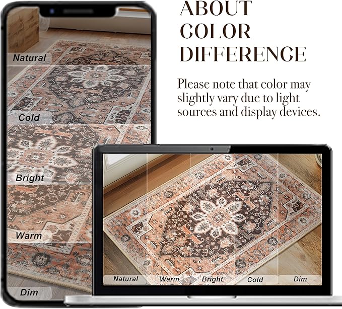 XWZO Washable Hallway Runner Rug 2x8ft — Non-Slip Low Pile Area Rug with Rubber Backing, Spill Resistant Soft Vintage Floor Carpet Runner for Kitchen Entryway Doorway Bedroom Corridor, Brick Red