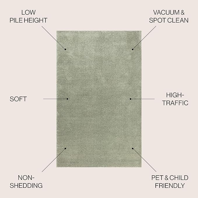 JONATHAN Y Haze Solid Low-Pile Green 3x5 Oval Indoor Area Rug, Coastal,Bohemian,Minimalist,Classic, Easy-Cleaning for Living Room,Bedroom,Kitchen,Pet Friendly,Non-Shedding (SEU100O-3OV)
