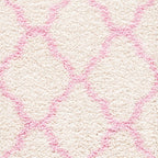SAFAVIEH Dallas Shag Collection Runner Rug - 2'3" x 8', Ivory & Light Pink, Trellis Design, Non-Shedding & Easy Care, 1.5-inch Thick Ideal for High Traffic Areas in Living Room, Bedroom (SGD257P)