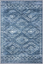 KILOCOCO Small Rug 2'x3' Entryway Rug Door Mat Indoor Soft Non Slip Printed Machine Washable Rugs for Bedroom Kitchen Entrance Front Door Geometric Boho Throw Rugs, Blue