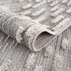 Hauteloom Poydras Farmhouse Living Room Bedroom Modern Moroccan Area Rug - Soft Shaggy High Low Carpet - High Pile - Bohemian, Boho - Gray, Beige, Cream - 9'2" x 12'
