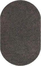 Unique Loom Solid Shag Collection Area Rug (5' 3" x 8' Oval, Graphite Gray)