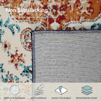Lahome Area Rugs 9x12 Living Room Rug,Large Boho 9 x 12 Area Rugs for Living Room Washable Bedroom Rug,Boho Vintage Soft Non-Slip Printed Indoor Carpet for Dining Room Home Office(9x12ft,Orange)