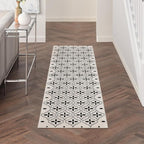 Nourison Home Nourison Essentials Ivory Black 2'2" x 7'6" Area Rug - Easy Clean, Non Shedding, Bed Room, Living Room, Dining Room, Kitchen (8' Runner)