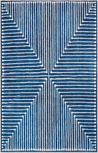GLN Rugs Contemporary Collection - Machine Washable Area Rug, Contemporary Washable, Non Slip, Low Pile Chenille Rug, Living Room, Bedroom, Kitchen Rug (5' x 7' Lines Blue)