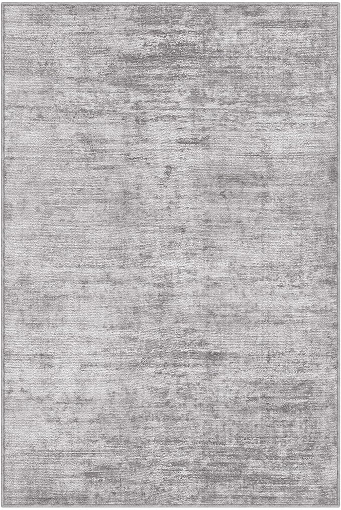 LUMI 8x10 Washable Neutral Area Rug, Ultra-Soft, Non-Slip, Low-Profile Grey Carpet with Enhanced Anti-Slip Backing for Living Room, Bedroom, Indoor Spaces, and Home Décor