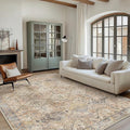 Bavni 8x10 Area Rugs for Living Room, Machine Washable Rug Non Slip, Vintage Chenille Distressed Print Carpet, Large Low Pile Ultra-Thin Lightweight Rugs for Bedroom, Dining Room, Office, Wood Brown