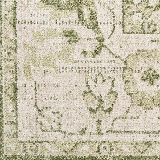 Nourison Home Astra Machine Washable Ivory Green 2'2" x 10' Area Rug - Easy Clean, Non Shedding, Bed Room, Living Room, Dining Room, Kitchen (10' Runner)